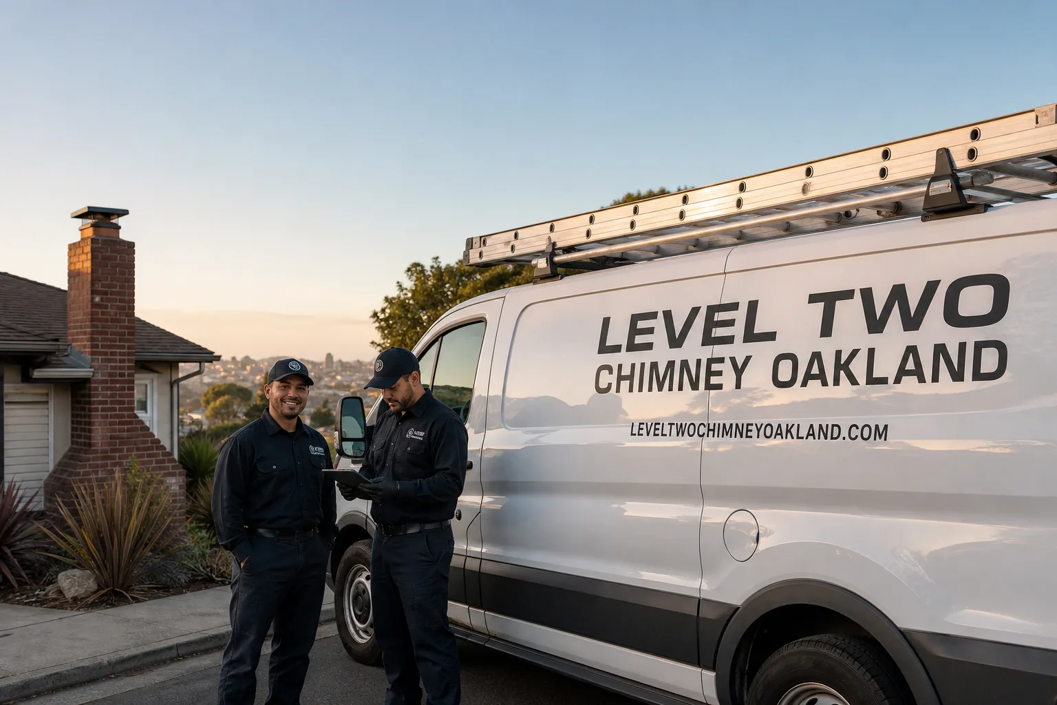 Level Two Chimney Oakland chimney cleaning service vehicle and crew in Oakland, CA